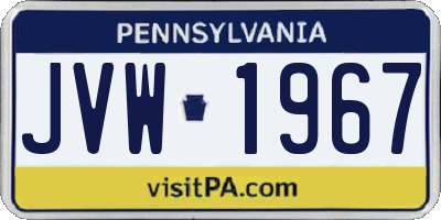 PA license plate JVW1967