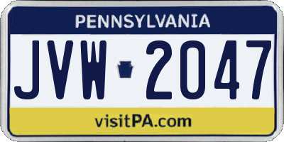 PA license plate JVW2047