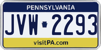 PA license plate JVW2293