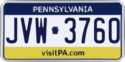 PA license plate JVW3760