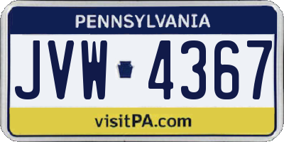 PA license plate JVW4367