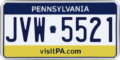 PA license plate JVW5521