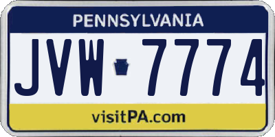 PA license plate JVW7774
