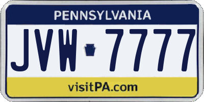 PA license plate JVW7777