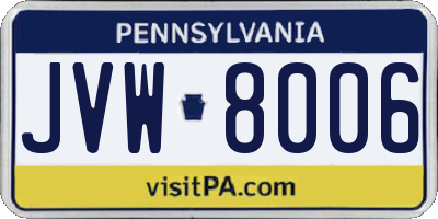 PA license plate JVW8006