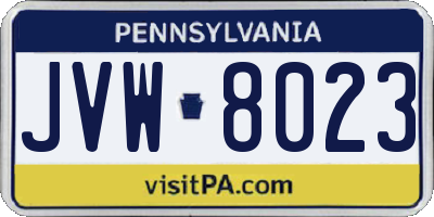 PA license plate JVW8023