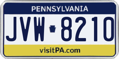 PA license plate JVW8210