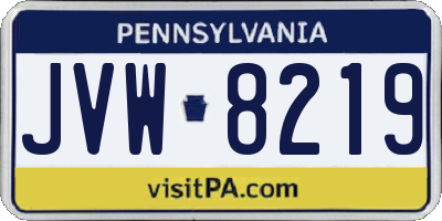 PA license plate JVW8219
