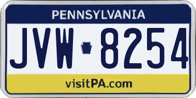 PA license plate JVW8254