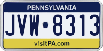 PA license plate JVW8313