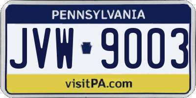 PA license plate JVW9003