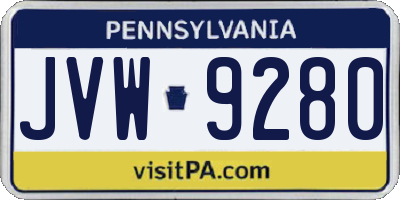 PA license plate JVW9280