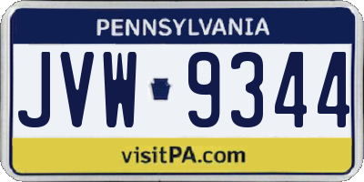 PA license plate JVW9344