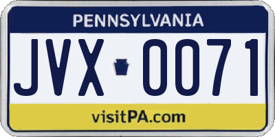 PA license plate JVX0071