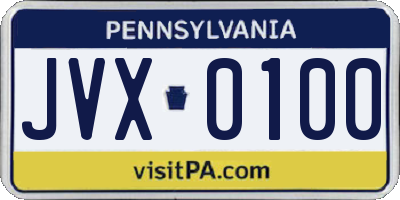 PA license plate JVX0100