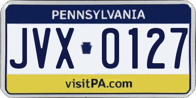 PA license plate JVX0127