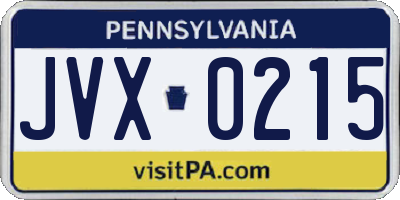 PA license plate JVX0215