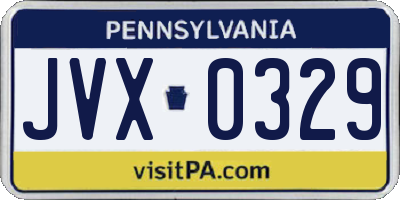 PA license plate JVX0329