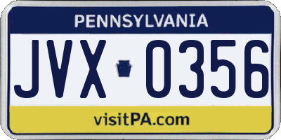 PA license plate JVX0356
