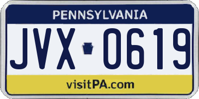 PA license plate JVX0619