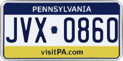PA license plate JVX0860