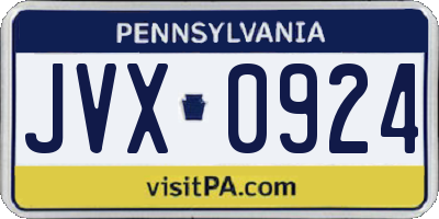 PA license plate JVX0924