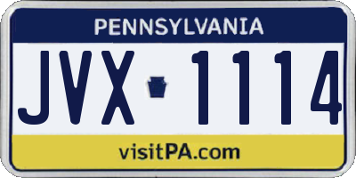 PA license plate JVX1114