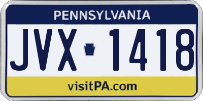 PA license plate JVX1418