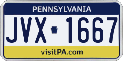 PA license plate JVX1667