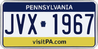 PA license plate JVX1967