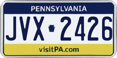 PA license plate JVX2426