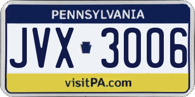 PA license plate JVX3006