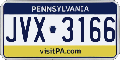 PA license plate JVX3166