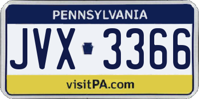 PA license plate JVX3366