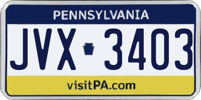 PA license plate JVX3403