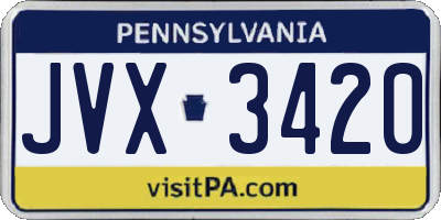 PA license plate JVX3420
