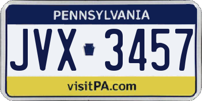 PA license plate JVX3457