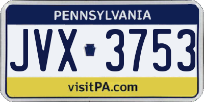 PA license plate JVX3753