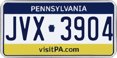 PA license plate JVX3904