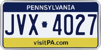 PA license plate JVX4027