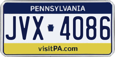 PA license plate JVX4086