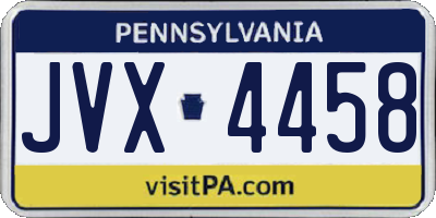 PA license plate JVX4458
