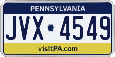 PA license plate JVX4549