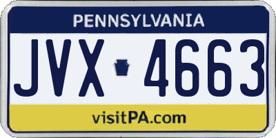 PA license plate JVX4663