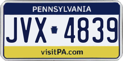 PA license plate JVX4839