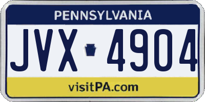 PA license plate JVX4904