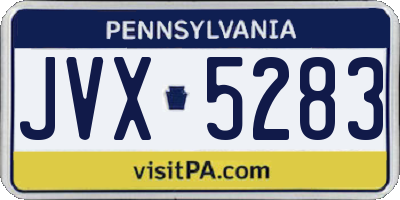 PA license plate JVX5283