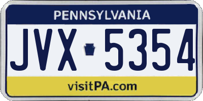 PA license plate JVX5354