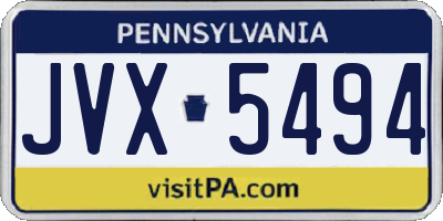 PA license plate JVX5494