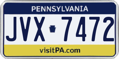 PA license plate JVX7472